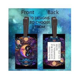 Celestial Luggage Tag ID, Travel Bag Tags For Suitcases, 12 Designs