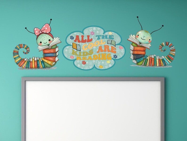 Bookworm Wall Decals: Classroom & Library Decor - Etsy