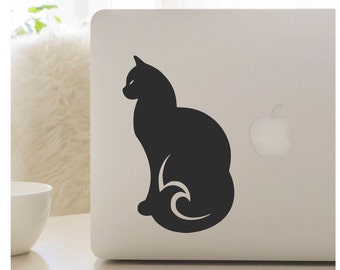 Cat laptop decal, cat computer sticker, cat decal, setting cat decal, animal decal, cat laptop sticker, computer sticker, coffee mug decal