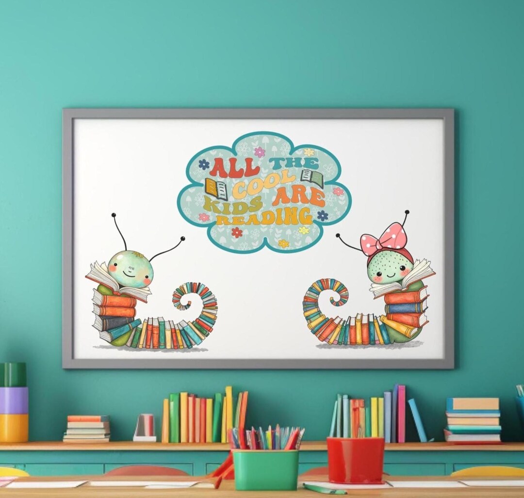Bookworm Wall Decals: Classroom & Library Decor - Etsy