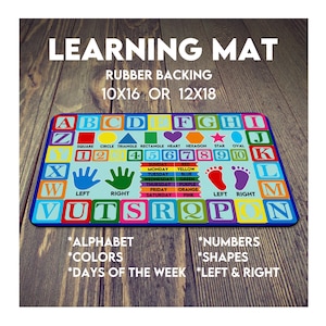 Kids Learning Placemat: Alphabet, Numbers, Shapes - Rubber Backing