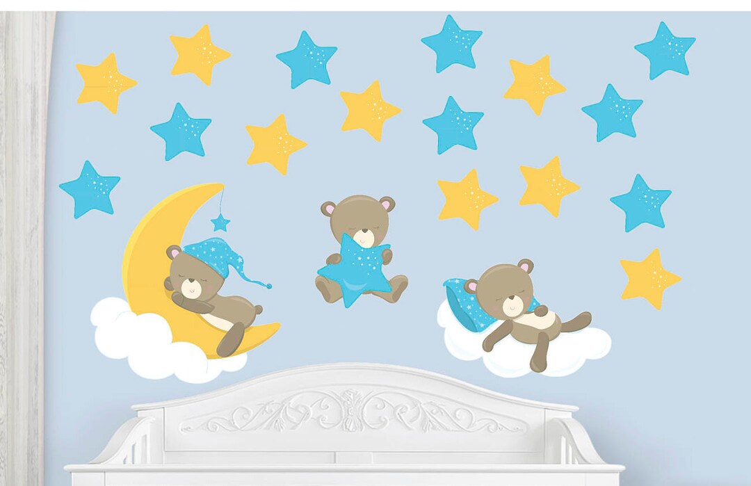 Teddy Bear Decal, Fabric Bear Decal, Nursery Wall Decal, Boy Nursery Decal, Baby Boy Decal