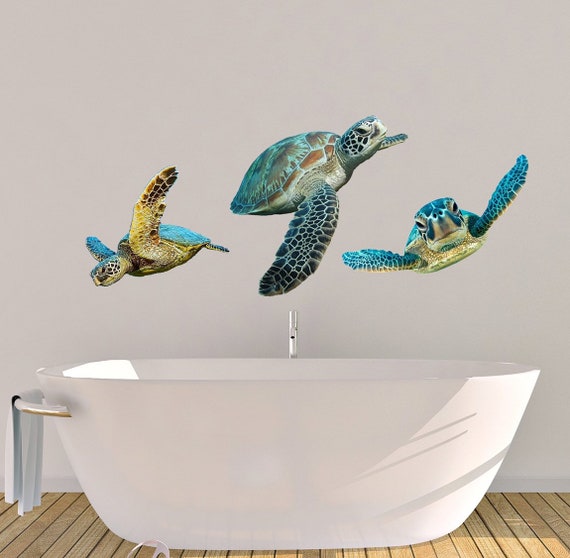 Sea Turtle Decals, Wall Decals, Bathroom Stickers, Bathroom Decor, Turtle  Decal, Ocean Life Decor, Tropical Decor, Coastal Wall Decals 