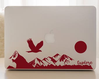 Mountains decal, Laptop decal, car window decal, mountain view decal, mountain explore decal, eagle decal, mountain view sticker