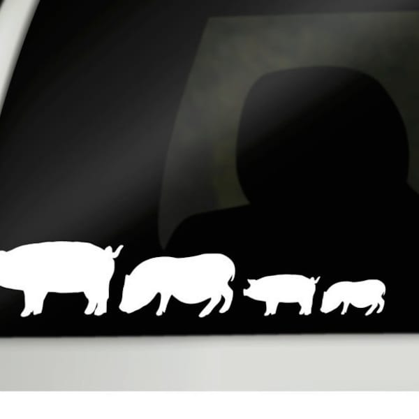 Car Family Decals, Family Window Decal, Family Pig Stickers, Pot Belly Pig Decal, Family Car Decals, Window Clings, Pig Farmer Decals