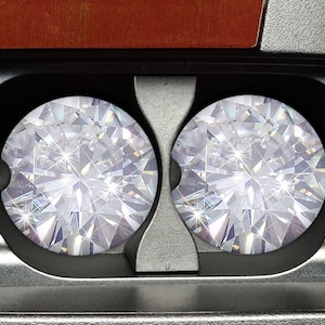 Monogram Diamond Car Coasters: Sandstone Cup Holder Coasters - Set of 2