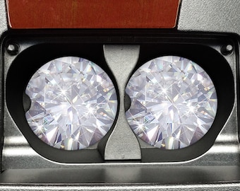 Monogram Diamond Car Coasters: Sandstone Cup Holder Coasters - Set of 2
