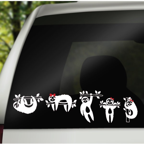 Sloth Family Decals, Car Window Decal, Family Car Stickers, Car Accessories, New Car Gift, Car Decor, Sloth Car Decals, Family Sloths Decal