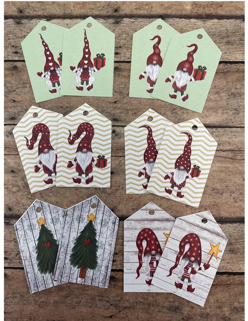 Gnome Christmas Gift Tags, Printable Holiday Labels (digital Download ...