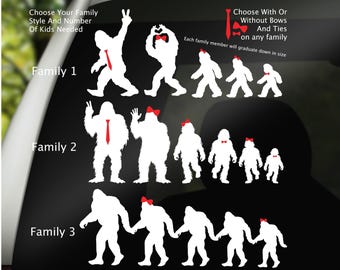 Sasquatch Family Car Decals: Bigfoot Vinyl Stickers