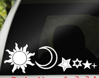 Celestial Family Car Decals: Sun, Moon & Stars - Space Lover Gift