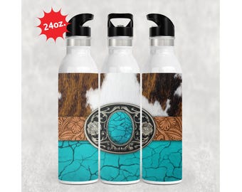 Western Water Bottle: 24oz Insulated Stainless Steel Travel Bottle