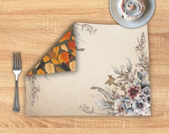 Reversible Linen Placemat: Floral & Seasonal Dining Table Decor