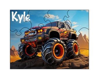 Personalized Monster Truck Puzzle: Educational Kids Toy