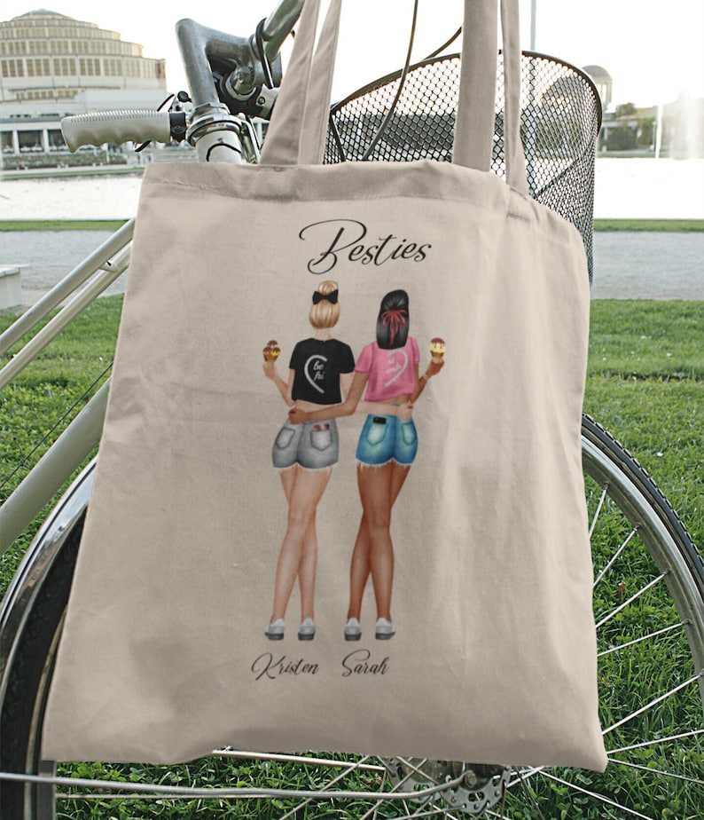 Best Friends Tote Bags, Personalized Tote, Designer Bags, Girls Trip Bag, Girlfriends Gift, Best Friend Gift, Custom Tote Bag, Shoulder Bag image 1