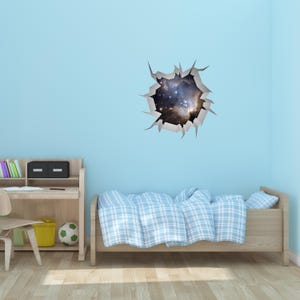 Hole in Wall Decal: 3D Space View - Reusable, Removable