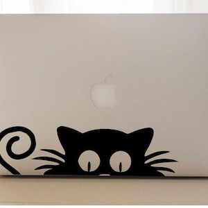 Cat Laptop Decal: Glossy Vinyl Sticker for Computer, Window, Car