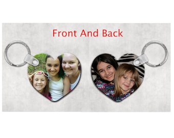 Heart Photo Keychain: Double-Sided, Custom with Optional Tassel
