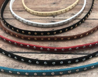 Boho Studded Vegan Leather Choker - Soft, Adjustable Necklace