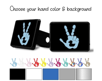 Peace Sign Trailer Hitch Cover: Custom Hand with Rubber Duck