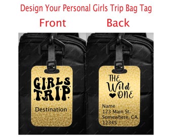 Personalized Girls Trip Luggage Tag, Custom Travel Bag Tags