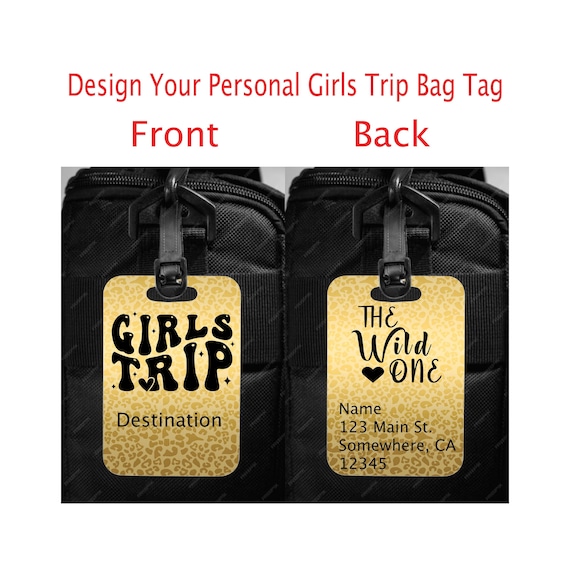 Personalized Girls Trip Luggage Tag, Custom Travel Bag Tags