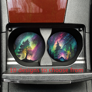 Car Coasters: Northern Lights Design - Absorbent Sandstone Set
