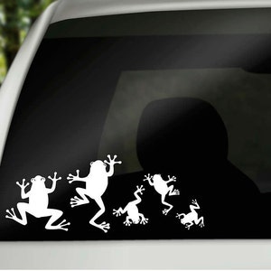 Frog Family Car Window Vinyl Decals, car family stickers, frog lovers birthday gift, silhouette car family window cling, window sticker