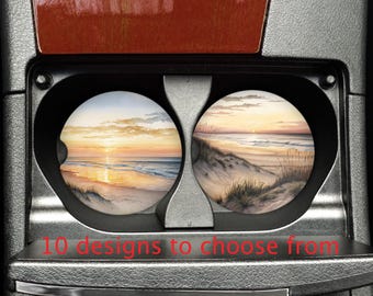 Beach Lover Sandstone Car Coasters, Sunset Design (Set of 2)