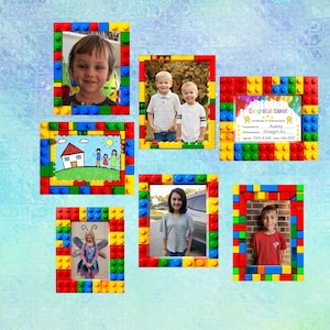 Stickers muraux blocs de construction : cadres en tissu adhésifs réutilisables