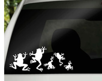 Frog Family Decals: Vinyl Car Window Stickers (Set of 5, Waterproof)