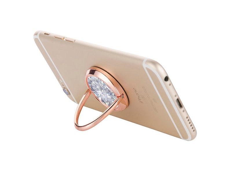 Monogram Diamond, Rose Gold Phone Grip, Cell Phone Holder, Phone Accessories, Custom Ring Stand, Kickstand For Phone, Ring Grip, Phone Stand image 3