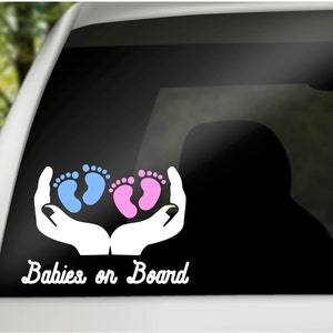 Naklejka Baby On Board, Naklejka na szybę samochodu, Naklejka na samochód Twin Babies, Naklejka na samochód rodzinny, Naklejka Babies On Board, Naklejka na szybę samochodu, Baby On Board