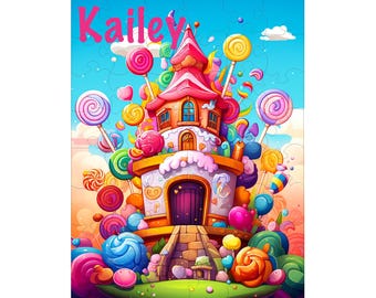 Personalized Candy Land Kids Puzzle, Custom Name Keepsake Puzzles, Family Games