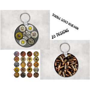 Bullet-sleutelhanger, dubbelzijdige sleutelhanger, munitiesleutelhangers, pistoolliefhebbers cadeau, jagerscadeau, jachtgeweersleutelhouder, aangepaste sleutelhangers, sleutelhanger
