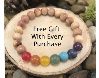 Chakra Bracelet, Healing Jewelry, Cedar Jewelry, Wood Bead Chakra, Chakra Gemstones, Energy Bracelet, 7 Chakra Bracelet, Yoga Jewelry