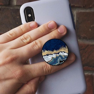 Geode Phone Grip, Collapsible Stand, Vibrant Patterns (With or Without Mount)