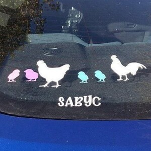 Chicken Window Sticker Chicken Family Car Decals: Rooster, Hen & Chicks - Vinyl Car Window ...
