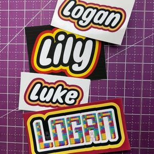 Building Block Name Stickers: Water-Resistant Vinyl Decals