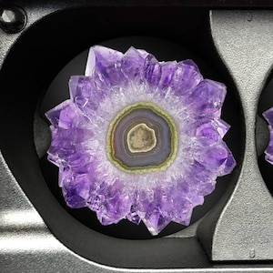 Purple Geode Car Coasters: Sandstone Cup Holder Coasters - Crystal Lover Gift