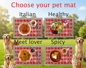 Custom Pet Bowl Mat, Funny Food Design (Small & Large Sizes)