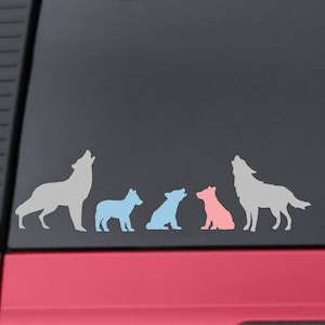 Wolf Family Car Decal, car window sticker, family wolf decal, car sticker family, window cling, silhouette window cling, wolf car decal