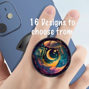 Magnetic Phone Grip, Celestial Phone Stand, Ring Phone Holder, Moon and Sun, Phone Accessories, Mobile Phone Grip, Ring Stand for Phone