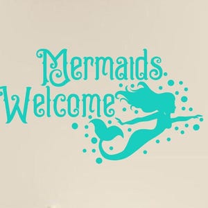 Mermaids Welcome Vinyl Decal: Bathroom Shower Decor