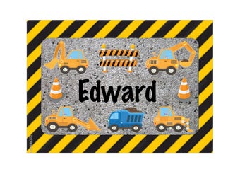 Personalized Construction Trucks Puzzle: Kids Learning Toy