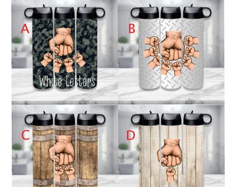 Fist Bump Dad Tumbler: Personalized Kids' Names (24oz Stainless Steel)