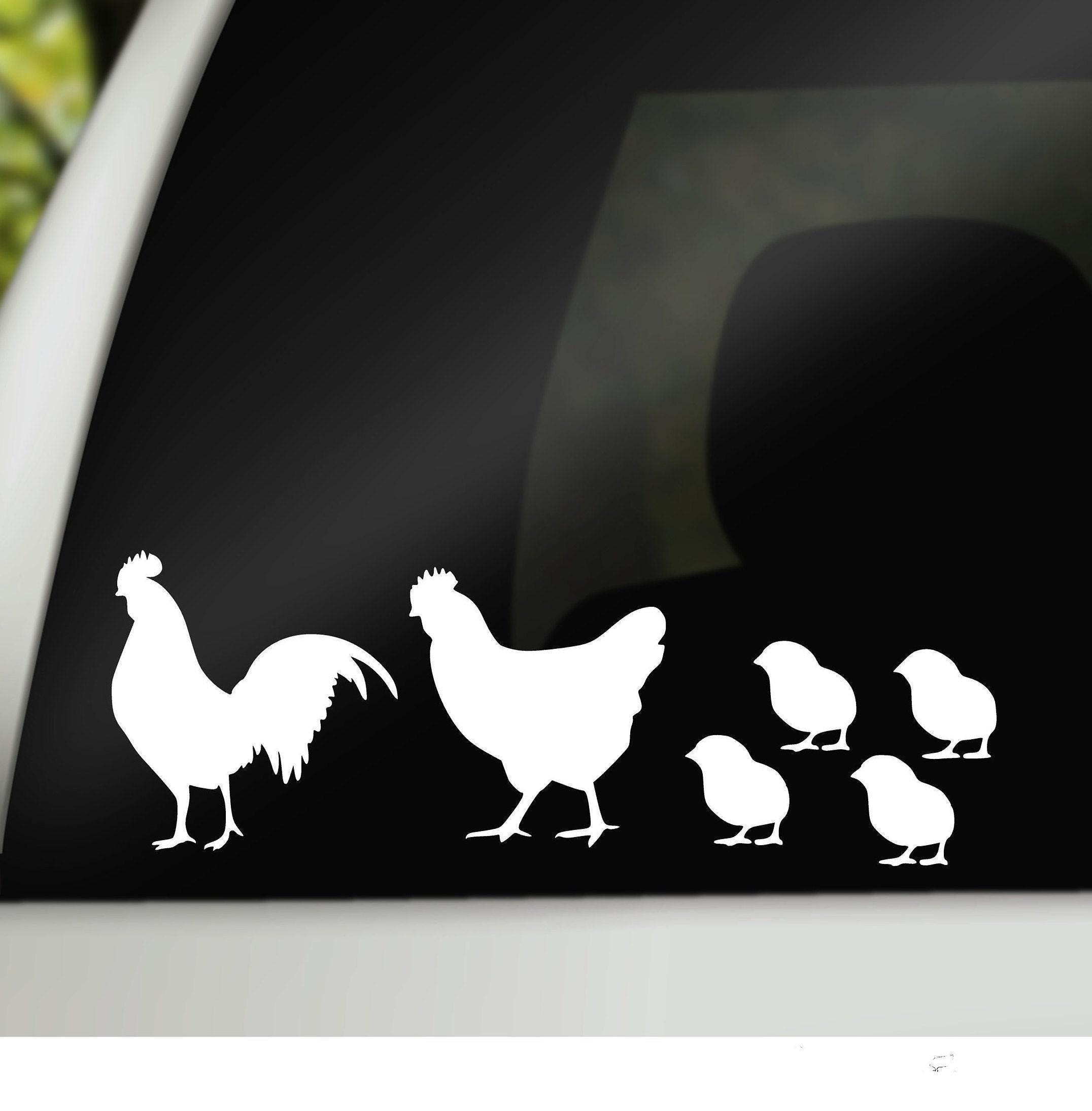 Chicken Window Sticker Chicken Family Car Decals: Rooster, Hen & Chicks - Vinyl Car Window ...
