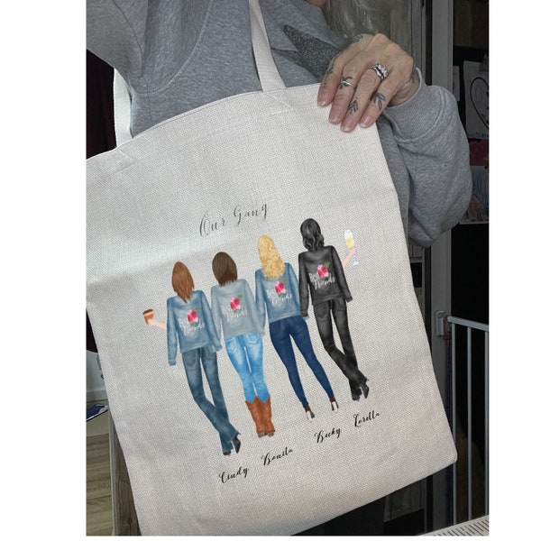 Best Friends Gift, Linen Tote Bag, Natural Tote Bag, Personalized Tote, Custom Bag, Friendship Gift, Girlfriend Gift, Birthday Gift Friend