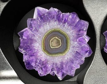 Geode Car Coasters: Purple Sandstone Drink Holders (Set of 2)