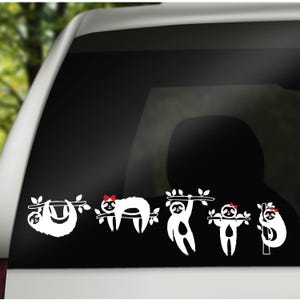 Sloth Family Car Stickers - Customizable Vinyl Window Decals